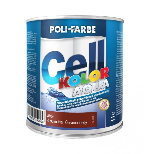 Poli-Farbe Cellkolor Aqua Selyemfényű Zománcfesték Vörös 1L