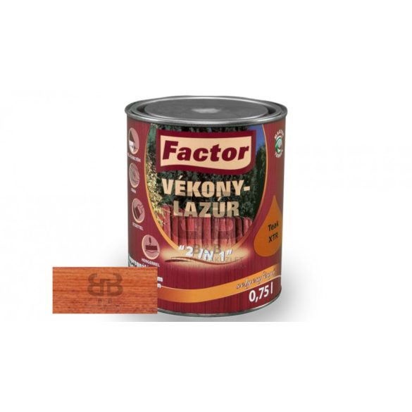Factor 2in1 selyemfényű lazúr mahagóni 0,75l